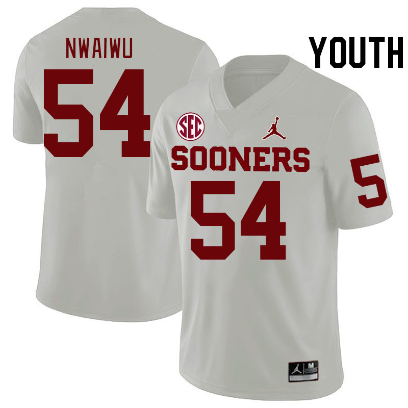 Youth #54 Febechi Nwaiwu Oklahoma Sooners 2024 SEC Conference College Football Jerseys-White